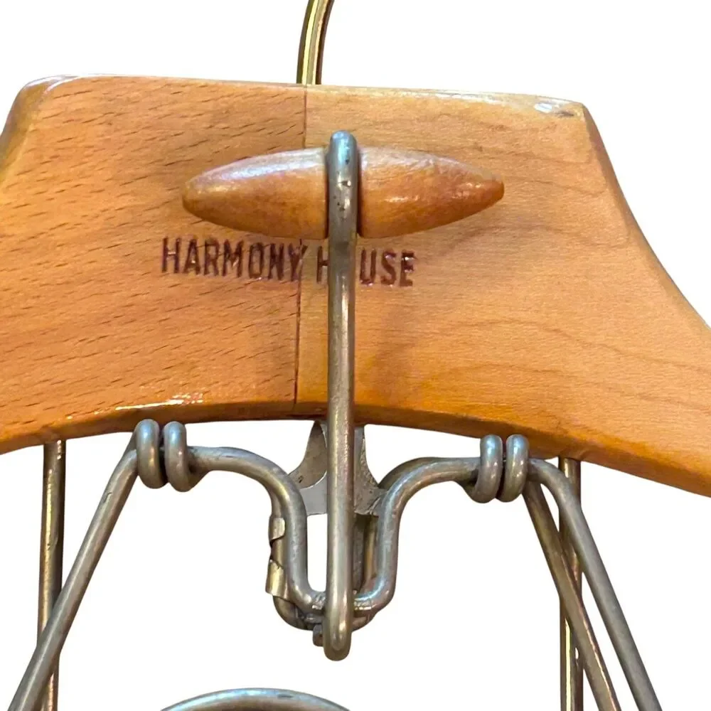 2 Vintage Harmony House Wood Suit Clothes Hangers Clamp Jacket Trousers Skirt